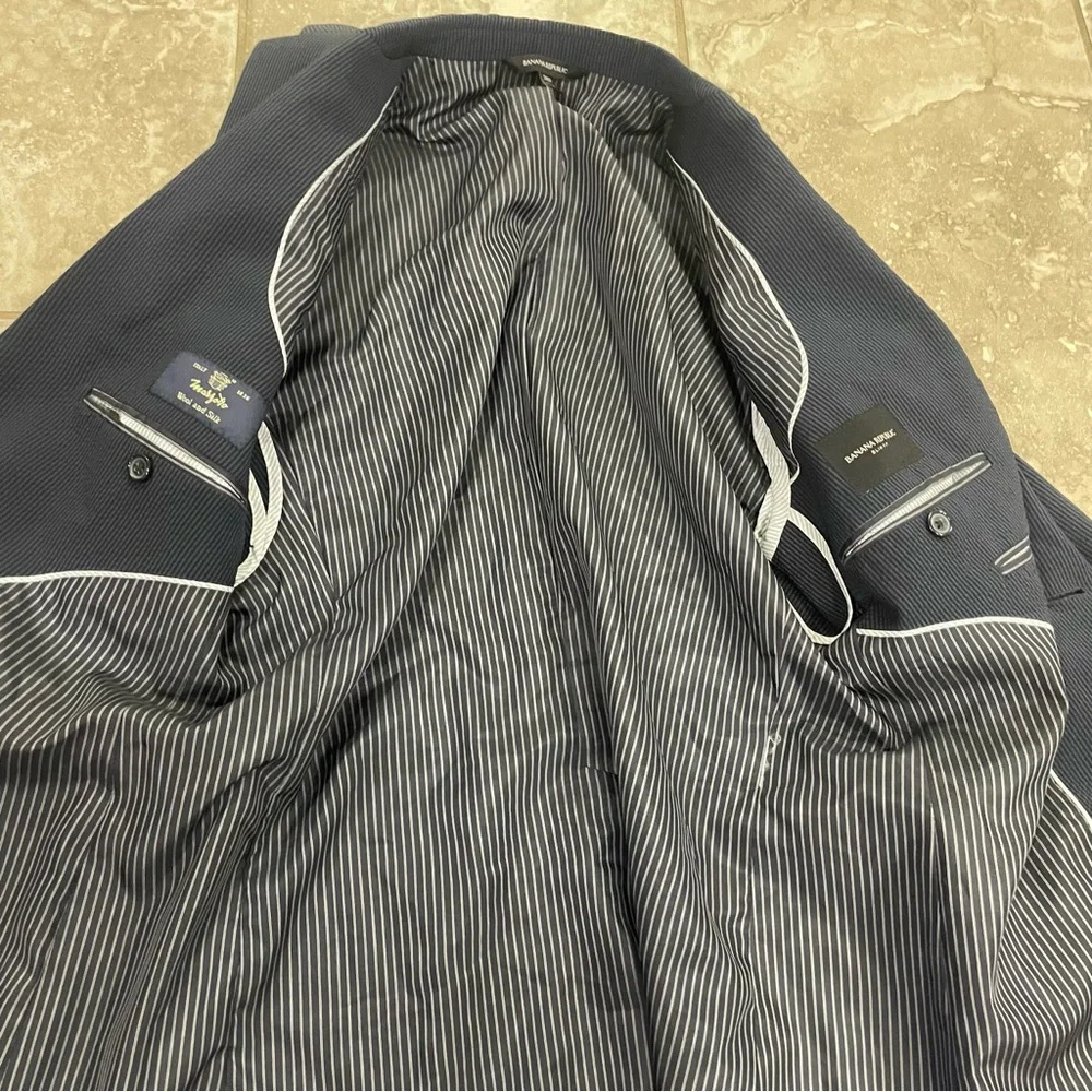Banana Republic Blazer Mens 38 Regular Slim Fit Marzotto Wool Silk Jacket Stripe